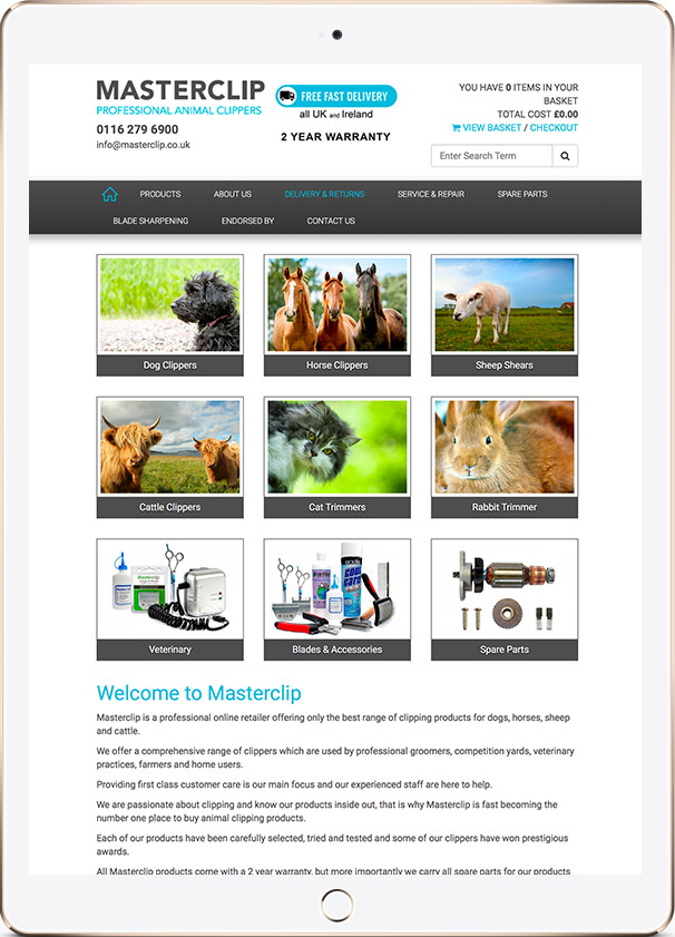 Tablet Example of the website